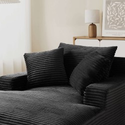 Canapé profond droit KENEDY fixe tissu gris foncé 1 place