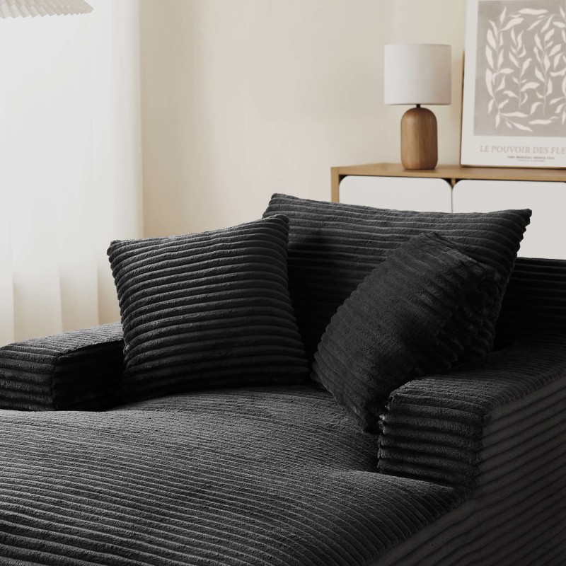 Canapé profond droit KENEDY fixe tissu gris foncé 1 place