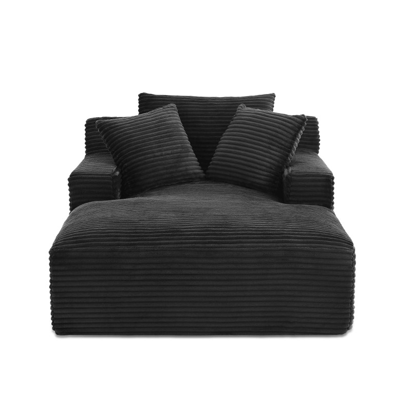 Canapé profond droit KENEDY fixe tissu gris foncé 1 place