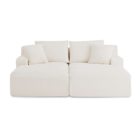 Canapé profond droit KENEDY fixe tissu beige 3 place