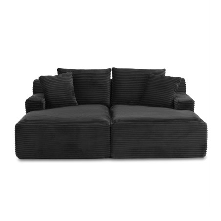 Canapé profond droit KENEDY fixe tissu gris foncé 3 place