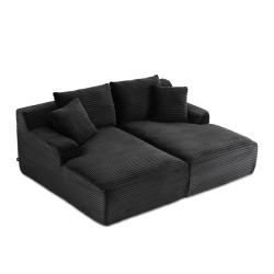 Canapé droit profond fixe et compressé KENEDY 3 places velours côtelé gris