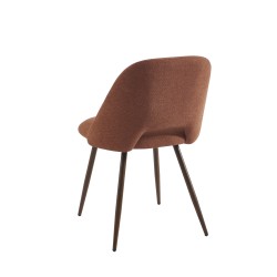Lot de 2 chaises ELISABETH tissu terracotta pieds effet noyer