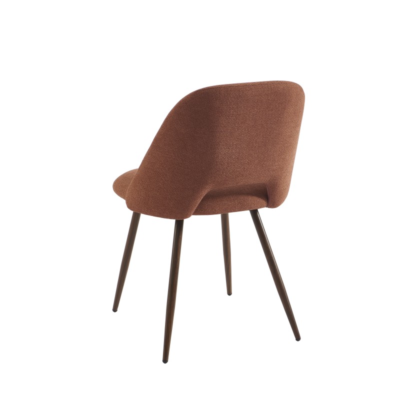 Lot de 2 chaises ELISABETH tissu terracotta pieds effet noyer