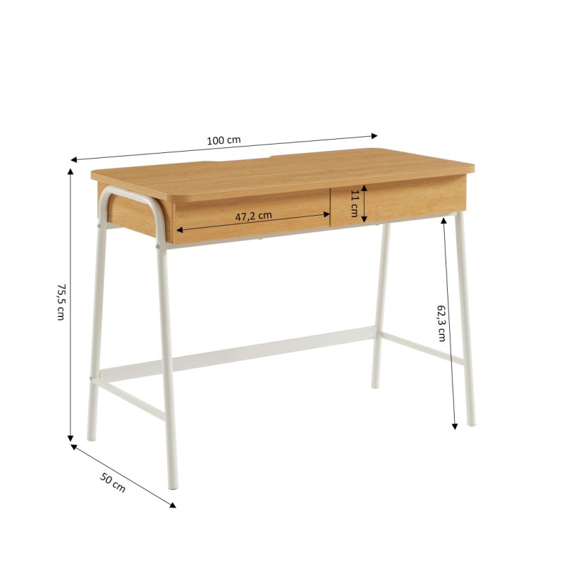 Bureau ESRA effet chêne et blanc 100cm
