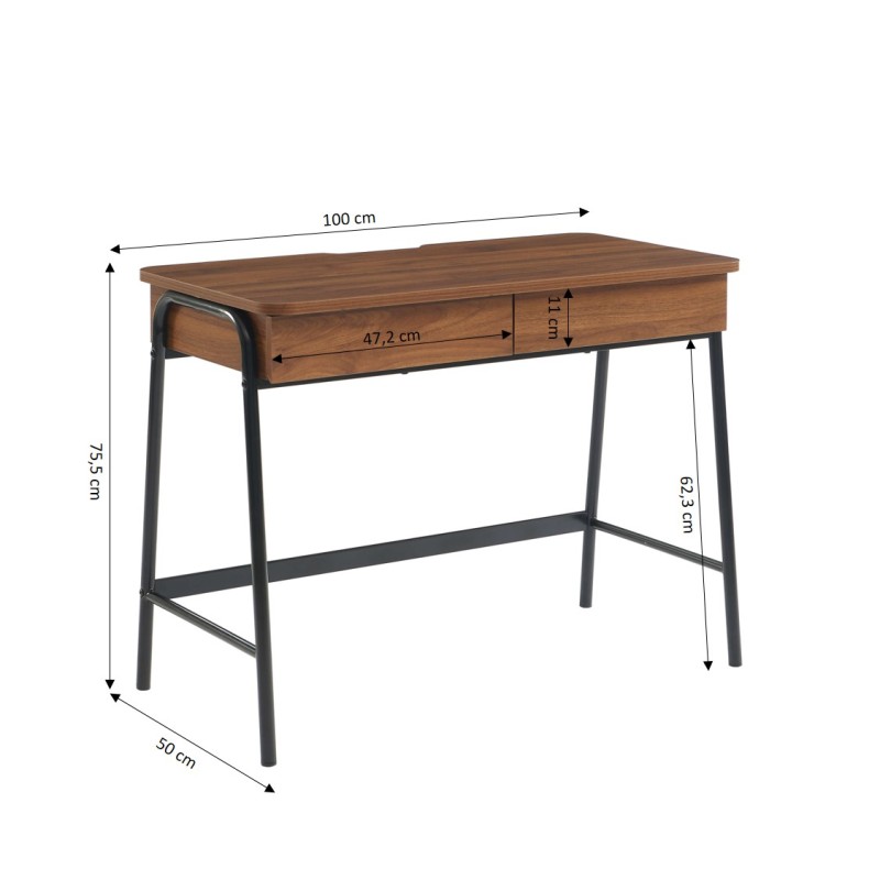 Bureau ESRA effet noyer et noir 100cm