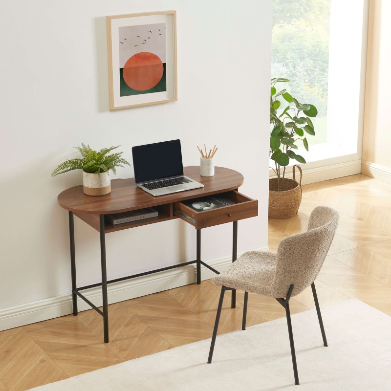 Bureau GAIA effet noyer et noir 110 cm