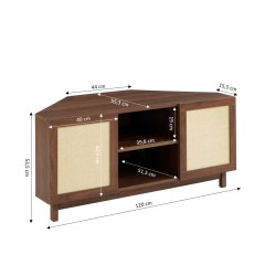 Meuble tv d'angle HARIA effet noyer