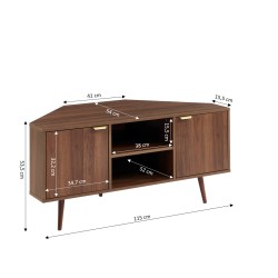 Meuble tv d'angle JEANNE effet noyer