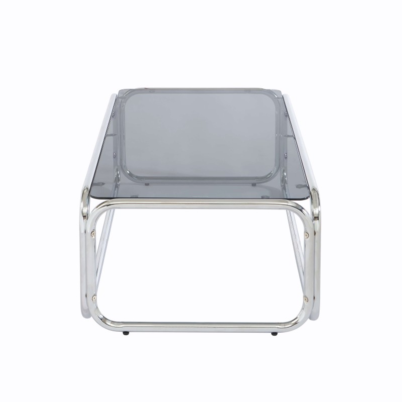 Tavolino MAGGY vetro temperato nero struttura cromata
