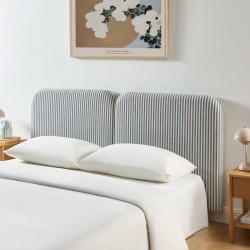 Testiera LOUISON in tessuto di lino a righe bianche e blu 160 cm