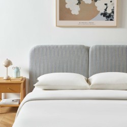 Testiera LOUISON in tessuto di lino a righe bianche e blu 160 cm