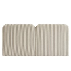 Tête de lit LOUISON tissu lin rayé blanc et beige 160cm