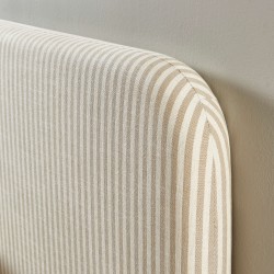 Tête de lit LOUISON tissu lin rayé blanc et beige 160cm