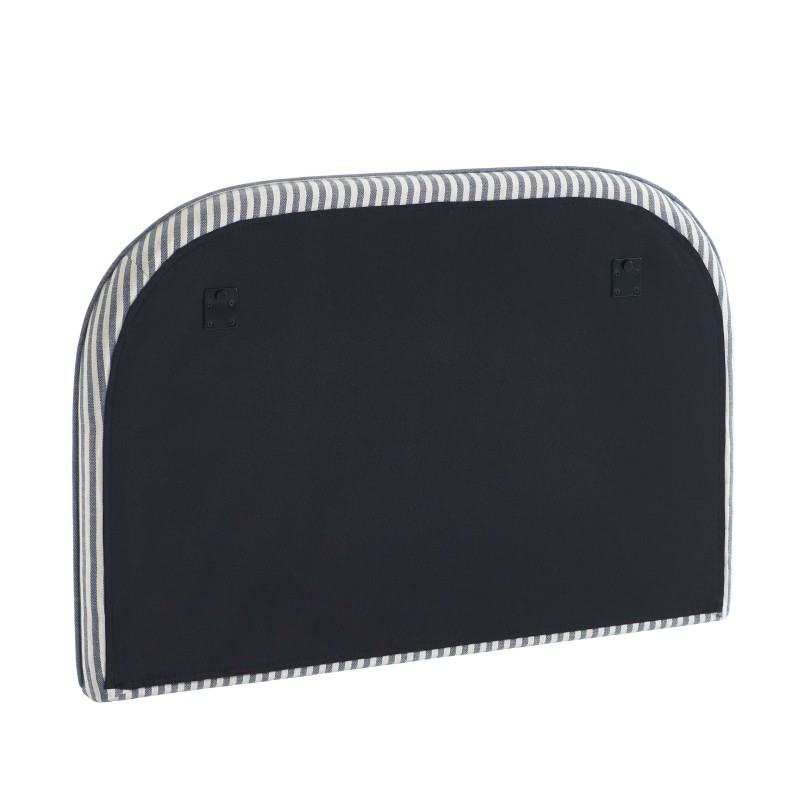 Kopfteil LOUISON aus weiß-blau gestreiftem Leinenstoff, 90 cm