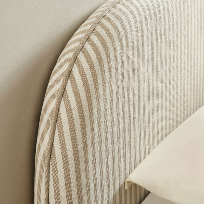 Kopfteil LOUISON aus gestreiftem Leinenstoff in Weiß und Beige, 90 cm