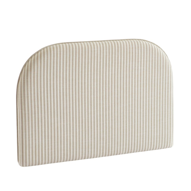 Kopfteil LOUISON aus gestreiftem Leinenstoff in Weiß und Beige, 90 cm