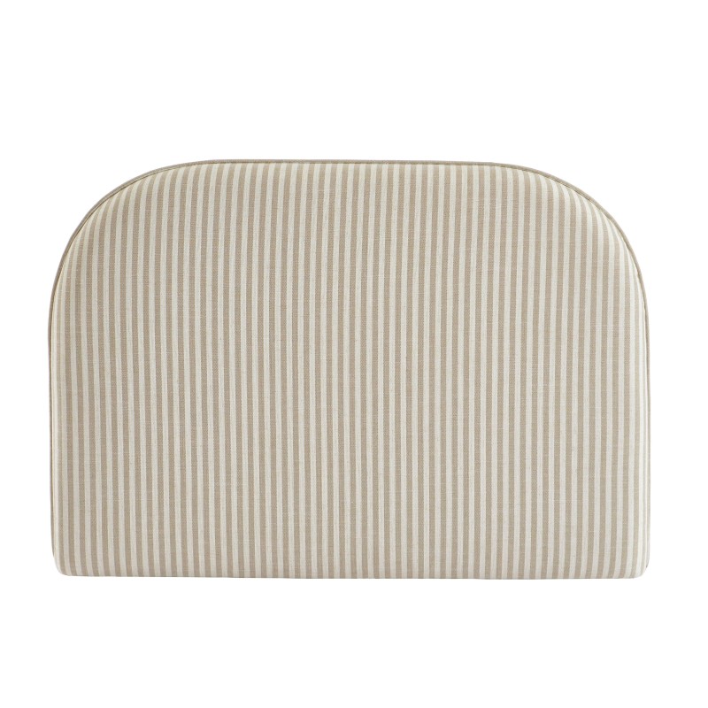 Kopfteil LOUISON aus gestreiftem Leinenstoff in Weiß und Beige, 90 cm