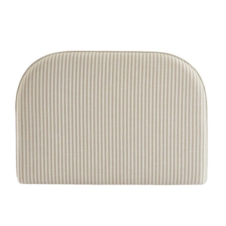 Tête de lit LOUISON tissu lin rayé blanc et beige 90 cm