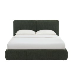 Letto contenitore YOKA 160x200 in velluto a coste verde, rete inclusa