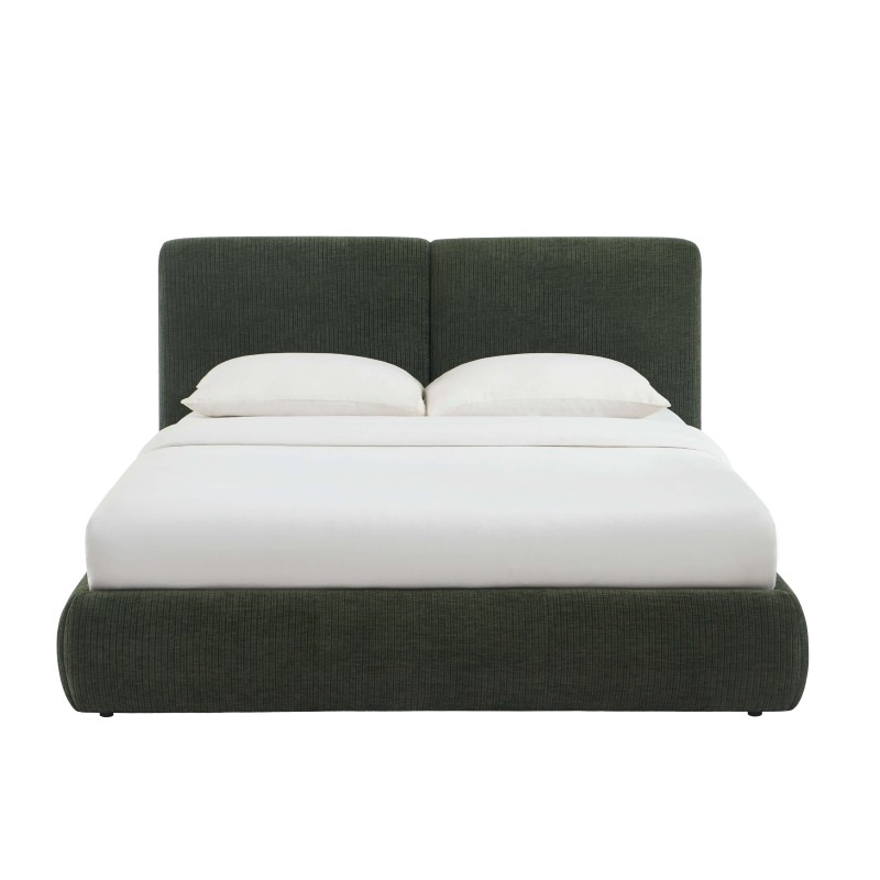 Letto contenitore YOKA 160x200 in velluto a coste verde, rete inclusa