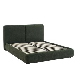 Letto contenitore YOKA 160x200 in velluto a coste verde, rete inclusa