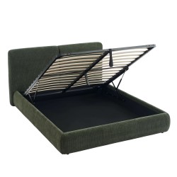 Letto contenitore YOKA 160x200 in velluto a coste verde, rete inclusa