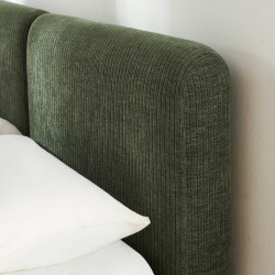 Letto contenitore YOKA 160x200 in velluto a coste verde, rete inclusa