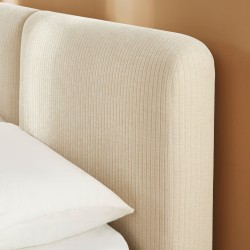 Letto contenitore YOKA 160x200 in velluto a coste beige, rete inclusa