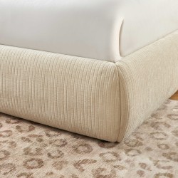 Letto contenitore YOKA 160x200 in velluto a coste beige, rete inclusa