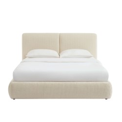 Letto contenitore YOKA 160x200 in velluto a coste beige, rete inclusa