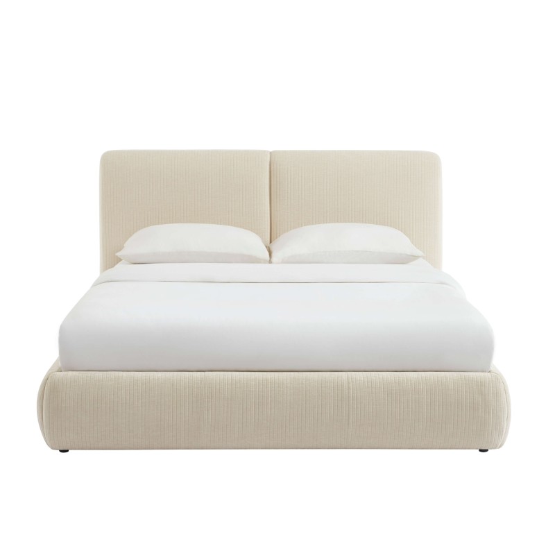 Letto contenitore YOKA 160x200 in velluto a coste beige, rete inclusa