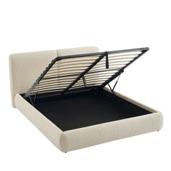 Letto contenitore YOKA 160x200 in velluto a coste beige, rete inclusa