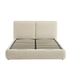 Letto contenitore YOKA 160x200 in velluto a coste beige, rete inclusa