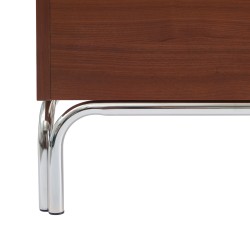 Lit MAGGY 160x200 placage noyer et pieds métal chromé sommier inclus