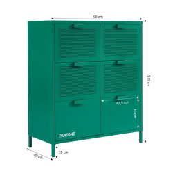 Commode PANTONE 6 tiroirs métal émeraude 90cm