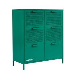 Commode PANTONE 6 tiroirs métal émeraude 90cm