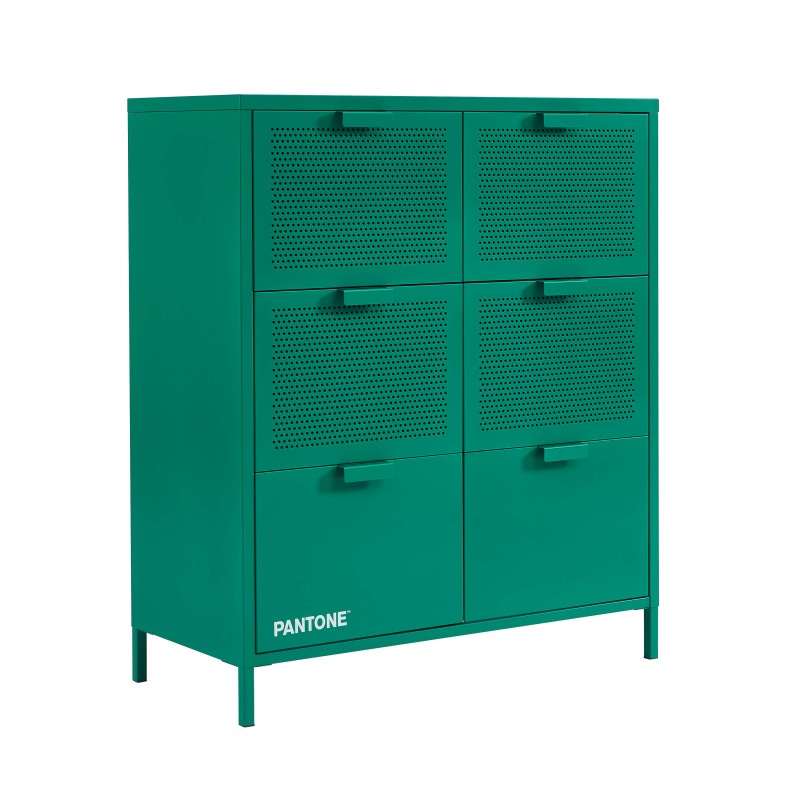 Commode PANTONE 6 tiroirs métal émeraude 90cm