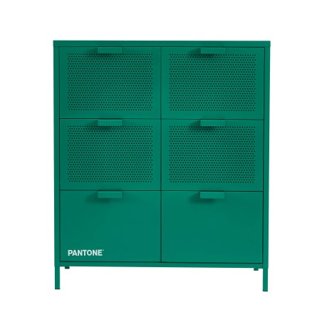 Kommode PANTONE mit 6 Schubladen aus smaragdgrünem Metall, 90 cm