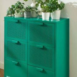 Commode PANTONE 6 tiroirs métal émeraude 90cm