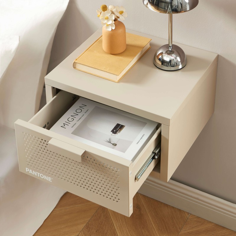 Comodino da parete PANTONE in metallo color tortora 40 cm