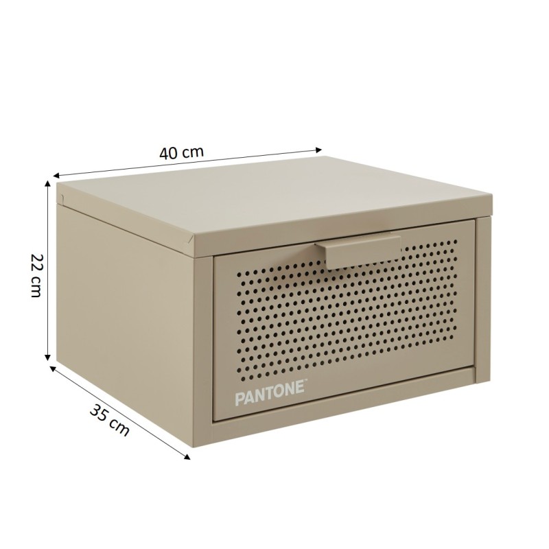 Comodino da parete PANTONE in metallo color tortora 40 cm
