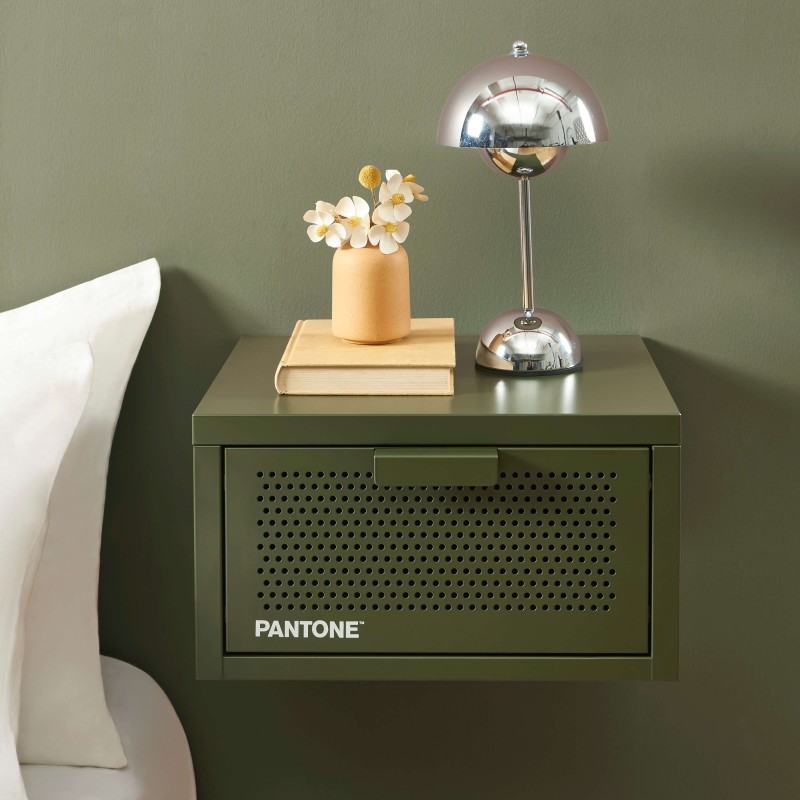 Table de chevet murale PANTONE métal vert olive 40cm