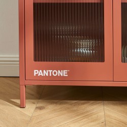 Credenza PANTONE in vetro scanalato e metallo terracotta h180cm