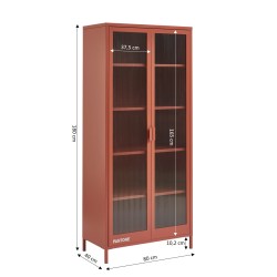 Credenza PANTONE in vetro scanalato e metallo terracotta h180cm