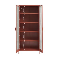 Credenza PANTONE in vetro scanalato e metallo terracotta h180cm