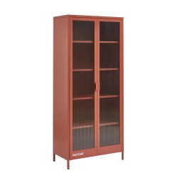 Credenza PANTONE in vetro scanalato e metallo terracotta h180cm