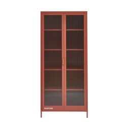 Credenza PANTONE in vetro scanalato e metallo terracotta h180cm