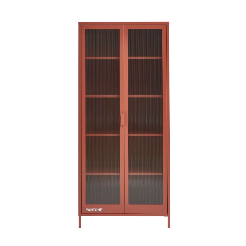 Credenza PANTONE in vetro scanalato e metallo terracotta h180cm