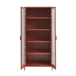 Credenza PANTONE in vetro scanalato e metallo terracotta h180cm